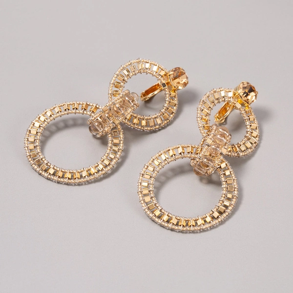 Klipsy koła z miedzianych koralików i kryształków.  ÓSMY DZIEŃ TYGODNIA