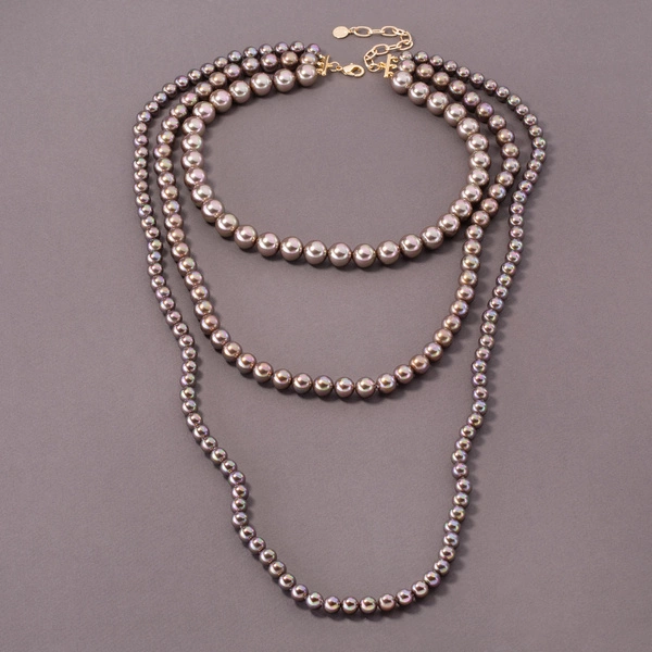 Naszyjnik ze szklanych pereł Majorka w kolorze mokka. KASKADA KAWY