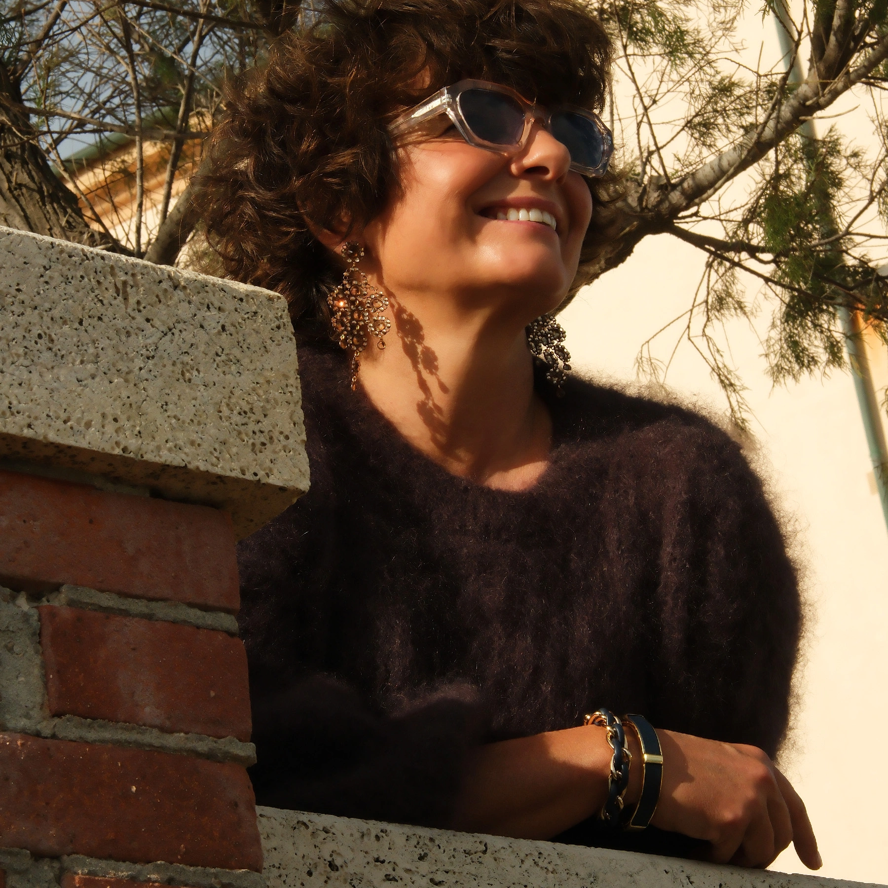 Złocona bransoletka łańcuch z granatowym rzemykiem. ELEMENTO MARINO