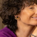 Złocone kolczyki wachlarze z koralikami i kryształami. SŁOŃCE I OCEAN