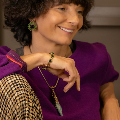 Myślę o Bali.Bransoletka z opalowozielonymi kryształkami