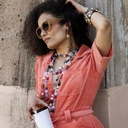 Długie klipsy kwiatki z naturalnych kamieni. LETNI WIECZÓR