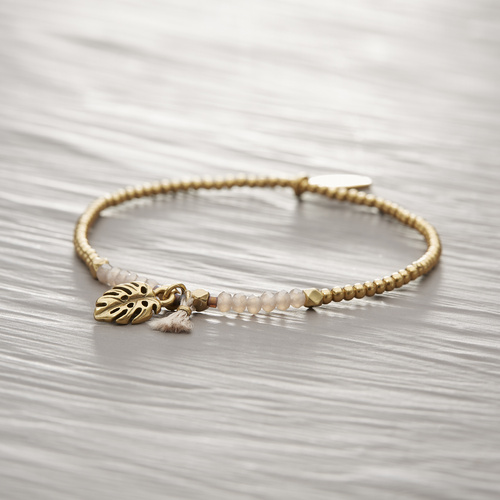 Liść z bajki. Bransoletka z koralikami