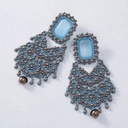 Złocone kolczyki z błękinym matowym kryształem. WENECKA MGIEŁKA