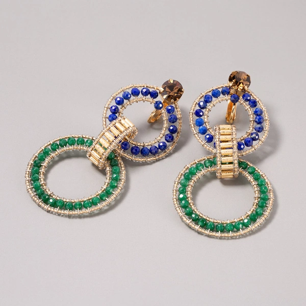 Klipsy koła z miedzianych i matowych koralików. W NIESKOŃCZONOŚĆ