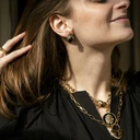 Złoty naszyjnik łańcuch z medalionem z głową lwa. SANTO VERSACE