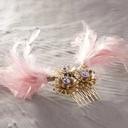 Spinka do włosów z piórami w różu i kryształkami. CUKIERKOWY CZAR