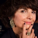 Złocony ażurowy pierścionek z czterema perełkami. LIZ