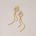 Pozłacane wiszące kolczyki wstążki z łańcuszków. CZUŁE CHWILE