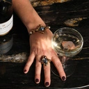 Złocona bransoletka z białymi perłami i kryształami. FRANCUSKIE SŁODKOŚCI