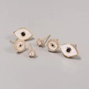 Zestaw trzech pozłacanych kolczyków z motywem oczu. ZMYSŁOWE OCZY