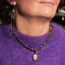 Elegancki złocony naszyjnik z hematytami i barokową perłą. NOVA ICARIA