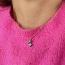 Krótki pozłacany naszyjnik z emaliowaną ważką. DODAJE SIŁY