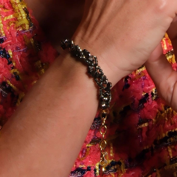 Elegancka pozłacana bransoletka z hematytami i pirytami. CALA ROCA GROSSA