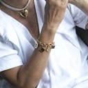 Pozłacana bransoletka z emaliowanymi kwiatkami. ZŁOTA POLANA