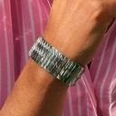 Posrebrzana elastyczna bransoletka z ogniw ze stali. GRANDE ARCHE