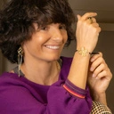 Pierścionek z pozłacanych koralików z szarym kryształem. NOC