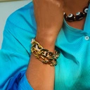 Pozłacana pancerka z ekoskórą z rozetami jaguara. DZIKA NATURA