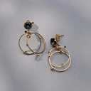 Pozłącane kolczyki koła z granatowym kryształem. GALAKTYCZNY GRANAT