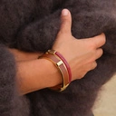 Złocona bransoleta z dekorem z akrylu w kolorze cabernet. WINNICE LA RIOJA