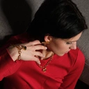 Okazały naszyjnik z łańcucha z dekorem. KŁÓDKA NA SZCZĘŚCIE