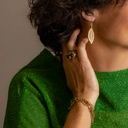 Pierścionek sowa, pozłacany z szafirowymi oczkami. MĄDROŚĆ