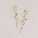 Długie pozłacane kolczyki w kształcie żmii z cyrkoniami. KRYSZTAŁOWE ŻMIJE