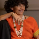 Bransoletka łańcuch z czarnym sercem i perełkami. MARZĘ O RIO