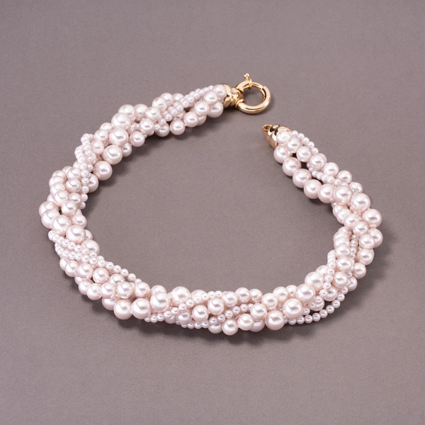 Naszyjnik ze szklanych pereł Majorka w pudrowym różu. SPLECIONE MYŚLI