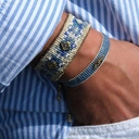 Wąska bransoletka tkana z paciorków Miyuki z dekorami. LATO W MENTON