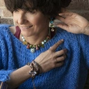 Kolczyki wiszące z niebieskimi i zielonymi kryształami. MORSKI KRAJOBRAZ