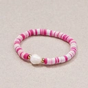 Bransoletka na gumce z różowych koralików. JOGURT Z MALINAMI