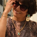 Złoty naszyjnik z zawieszką z turkusowym kamieniem. CASTEL DELL OVO