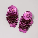 Kolczyki wiszące z kwiatem i kaskadą z fioletowych cekinów. JAK NA ARONIĘ