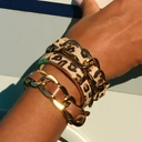 Pozłacana pancerka z ekoskórą z rozetami jaguara. DZIKA NATURA