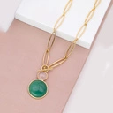 Złocony naszyjnik z różowym i zielonym kwarcem. NOŚ MIŁOŚĆ W KWARCU