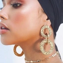 Długie pozłacane kolczyki w formie splecionych kół. WYJĄTKOWE