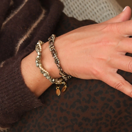 Elegancka złocona bransoletka z hematytami i pirytami. CALA ROCA GROSSA