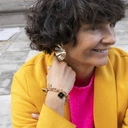 Pozłacane geometryczne kolczyki w kształcie wachlarzy. STYL ORIGAMI