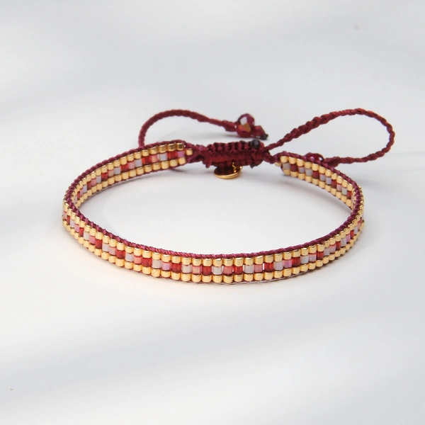 Wąska bransoletka z paciorków Miyuki w kolorze cabernet. LA FAMOSA BODEGA