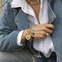 Złocona bransoletka łańcuch z sercem z motywem gołębicy. SERCE NA DŁONI