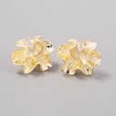 Pozłacane kolczyki w kształcie kwiatu z kryształem. POWIEW WIOSNY