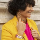 Długie pozłacane kolczyki z kółek o różnej średnicy. SPLECIONE ORBITY