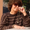 Złocony naszyjnik z pirytami, hematytami i barokową perłą. COSTA DORADA