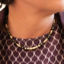 Naszyjnik z ciemnych jaspisów i koralików ze sztrasu. SŁOŃCE I CIEŃ