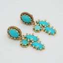 Pozłacane kolczyki z masą turkusową i cyrkoniami. SOFIA