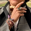 Regulowany pierścień z ciemnoszarym kryształkiem. MAM TO COŚ