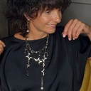 Złocone kolczyki z perłami i czarnymi kryształkami. MADEMOISELLE