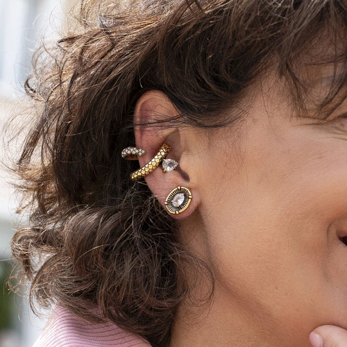 Pozłacane kolczyki sztyfty z jasnym kryształkiem. POŁYSK