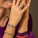 Posrebrzana bransoletka z szarych kryształków i koralików. NA MIŁY DZIEŃ